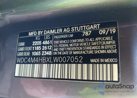 2020 Mercedes-Benz Glb 250 4Matic z USA, uszkodzony, nr VIN WDC4M4HBXLW007052